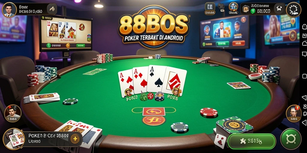 Screenshot gameplay 88BOS menunjukkan suasana poker yang mendebarkan.