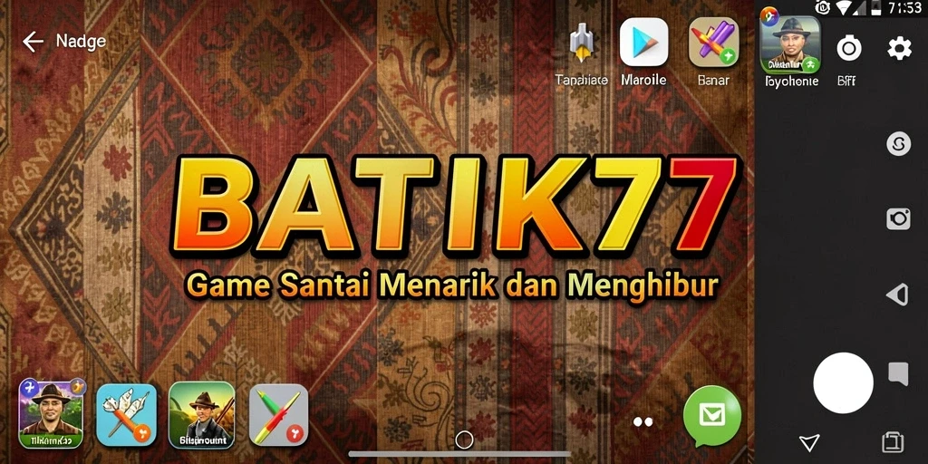 Tampilan gameplay menarik dengan elemen batik yang kaya.