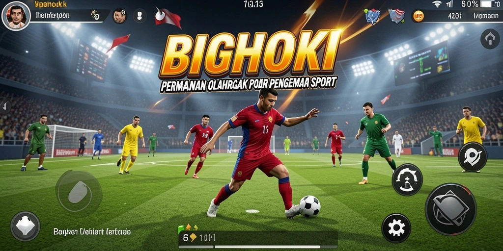 Tampilan gameplay menegangkan di BIGHOKI yang penuh aksi olahraga.