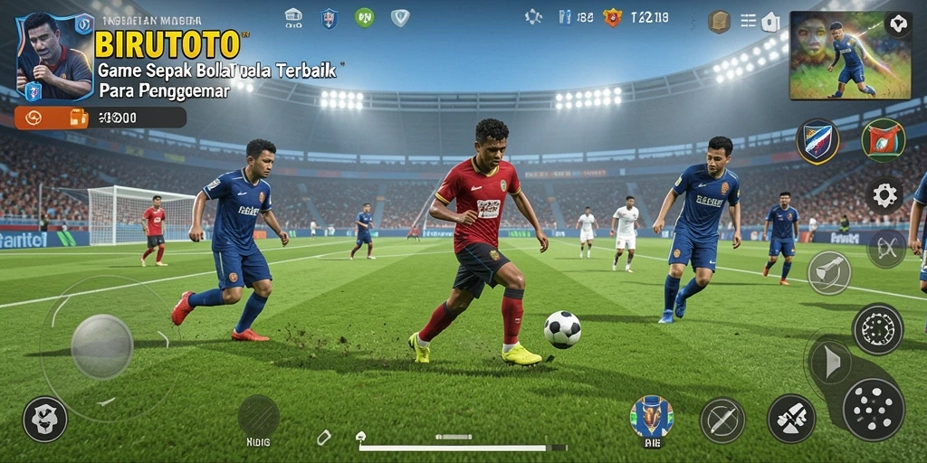 Screenshot bermain BIRUTOTO dengan aksi sepak bola seru.