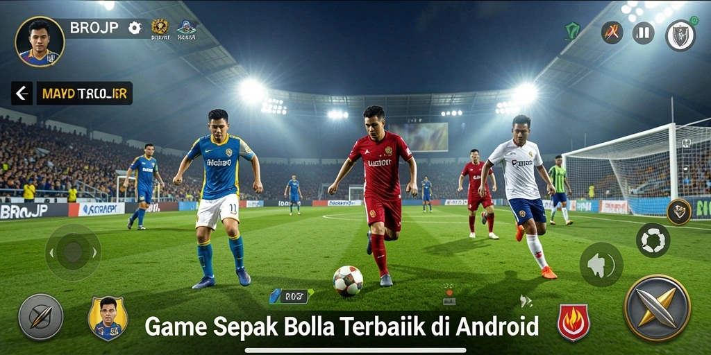 Screenshot menunjukkan aksi mendebarkan dalam permainan sepak bola.