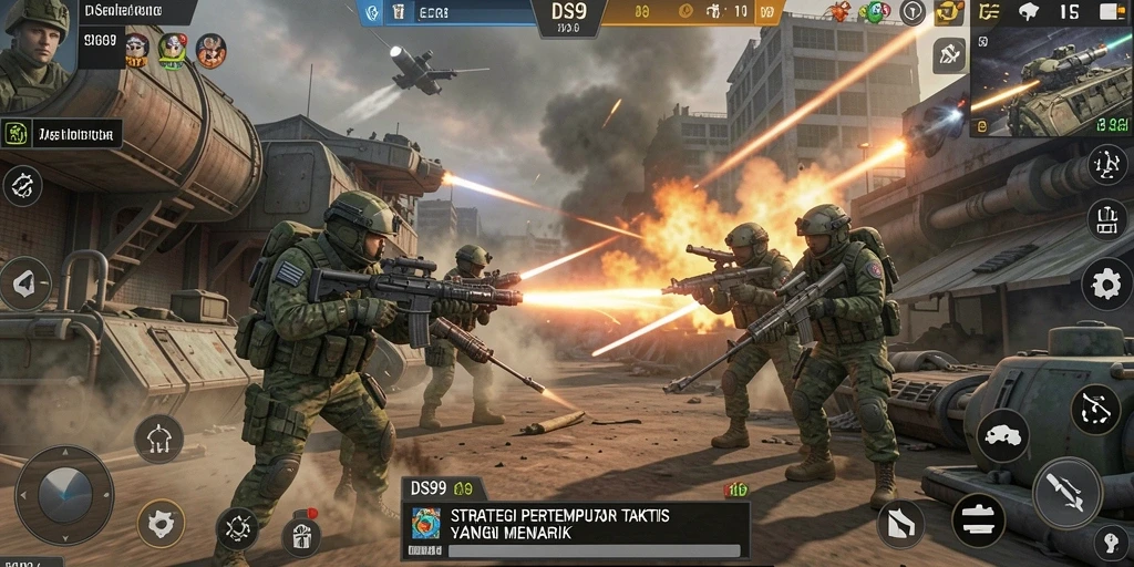 Tampilan gameplay DS99 yang menampilkan pertempuran strategis yang seru.