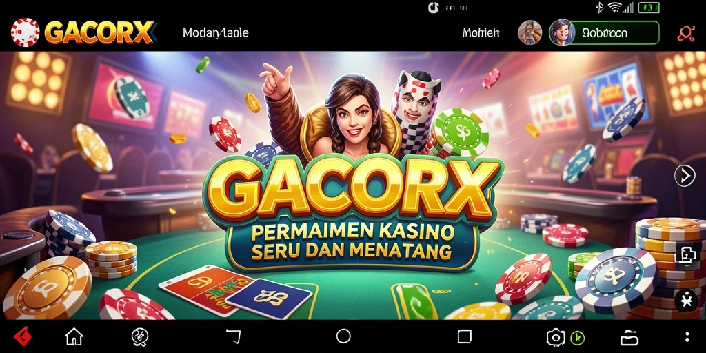 Screenshot gameplay GACORX memperlihatkan suasana kasino yang mendebarkan.