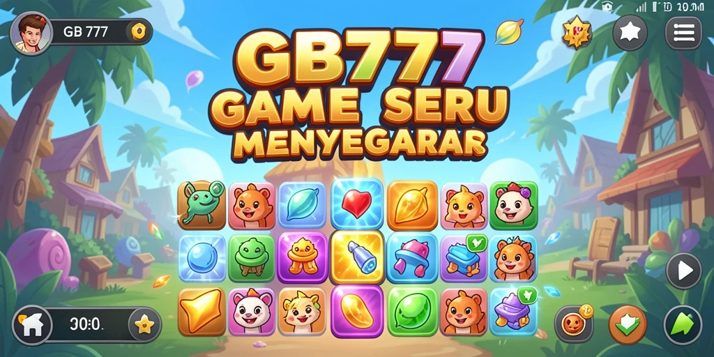 Screenshot gameplay GB777 menunjukkan keseruan permainan Match-3.