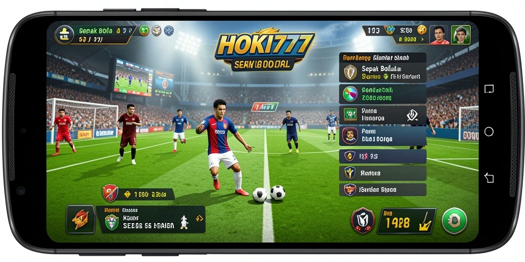 Screenshot HOKI777 menampilkan intensitas pertandingan sepak bola yang seru.