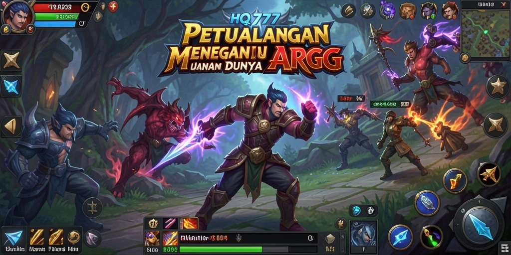 Screenshot utama HQ777 menampilkan aksi pertempuran seru di dunia ARPG.