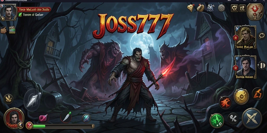 Screenshot gameplay JOSS777 menunjukkan suasana Horror yang menakutkan dan menegangkan.