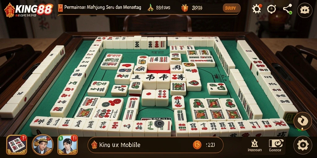 Tangkapan layar KING88 menampilkan gameplay Mahjong yang mendebarkan.