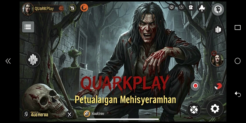 Gameplay menegangkan dalam QUARKPLAY di dunia horror.