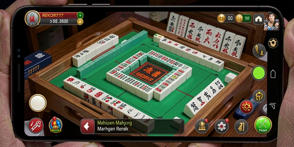 Gameplay menarik dari REKOR777 dengan ubin Mahjong berwarna-warni.