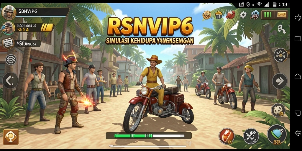 Screenshot RSNVIP6 menunjukkan karakter yang penuh warna dalam gameplay simulasi.