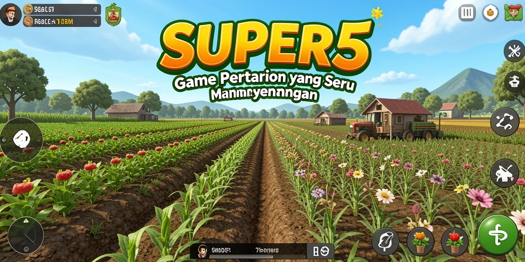 Gameplay <strong>SUPER5</strong> menampilkan aktivitas pertanian yang mengasyikkan dan grafis yang menarik.